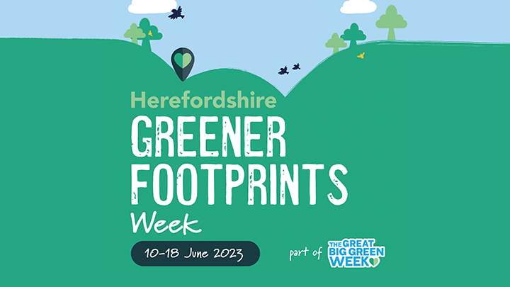 Logo for Herefordshire Greener Footprints Week 10-18 June 2023